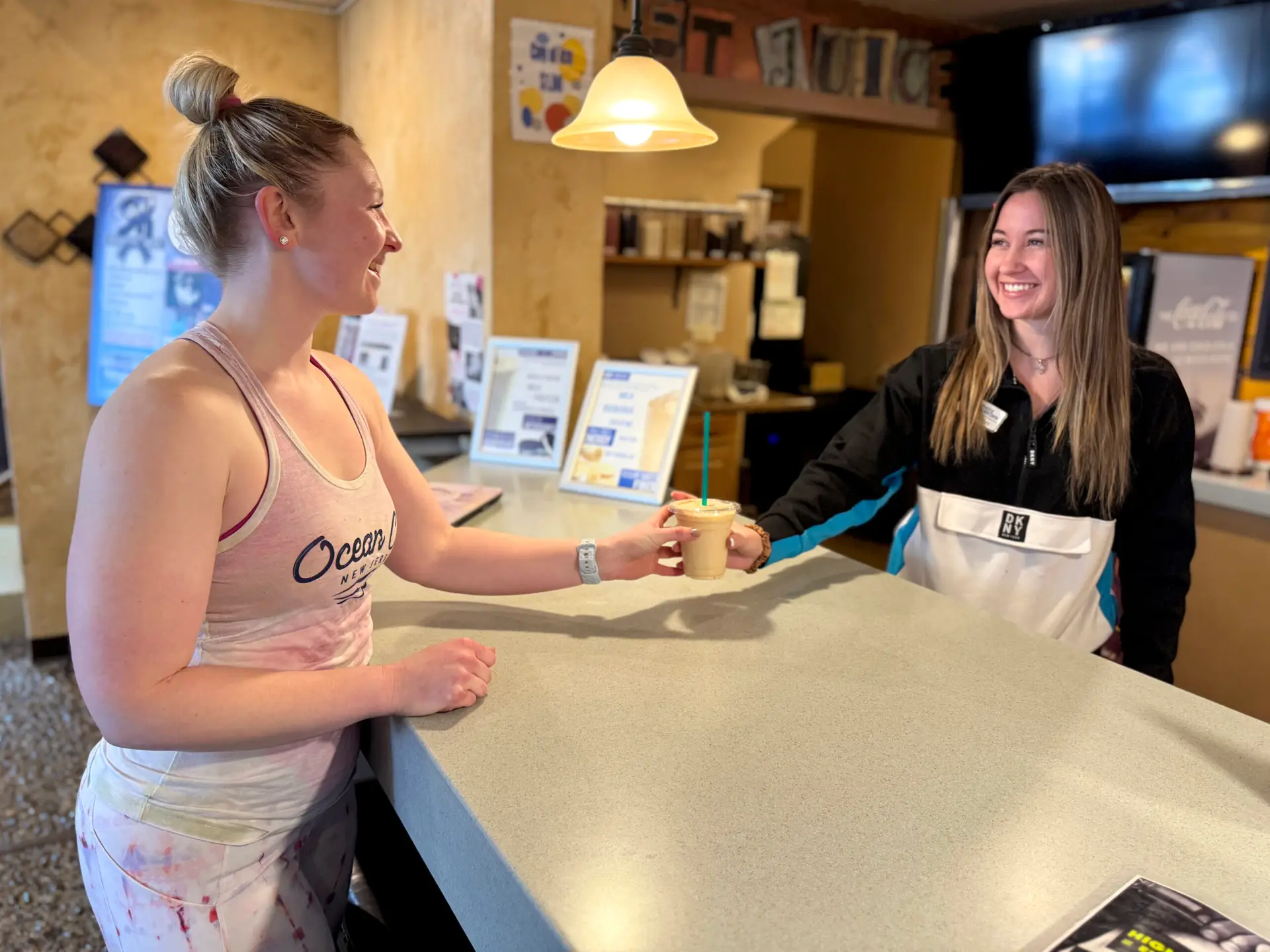 Shake bar offers nutritions recovery drinks for members in the front lobby