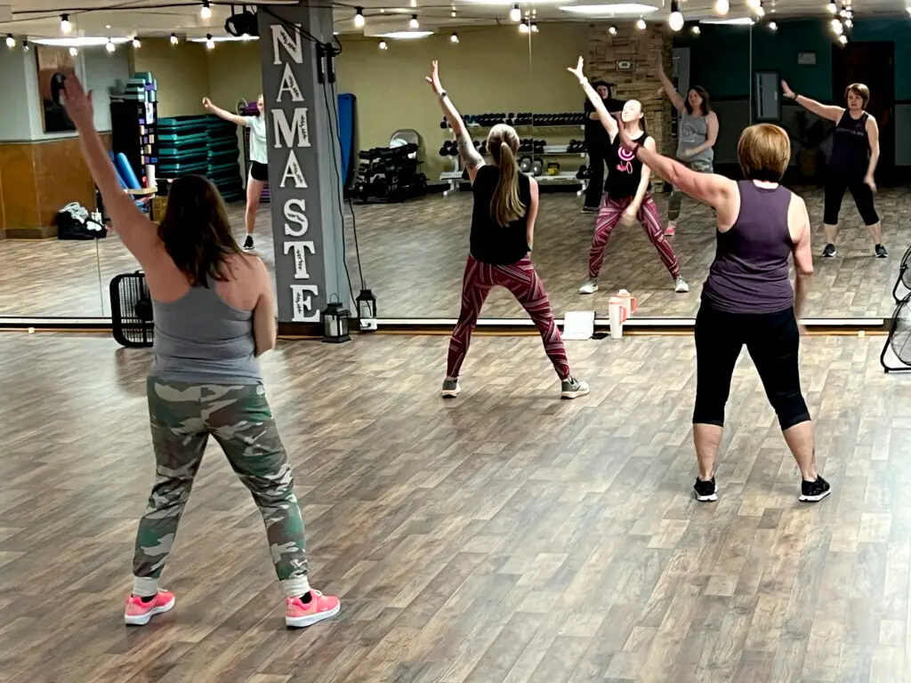 Group of women participating in Oula a group fitness class at 777 Fitness Center